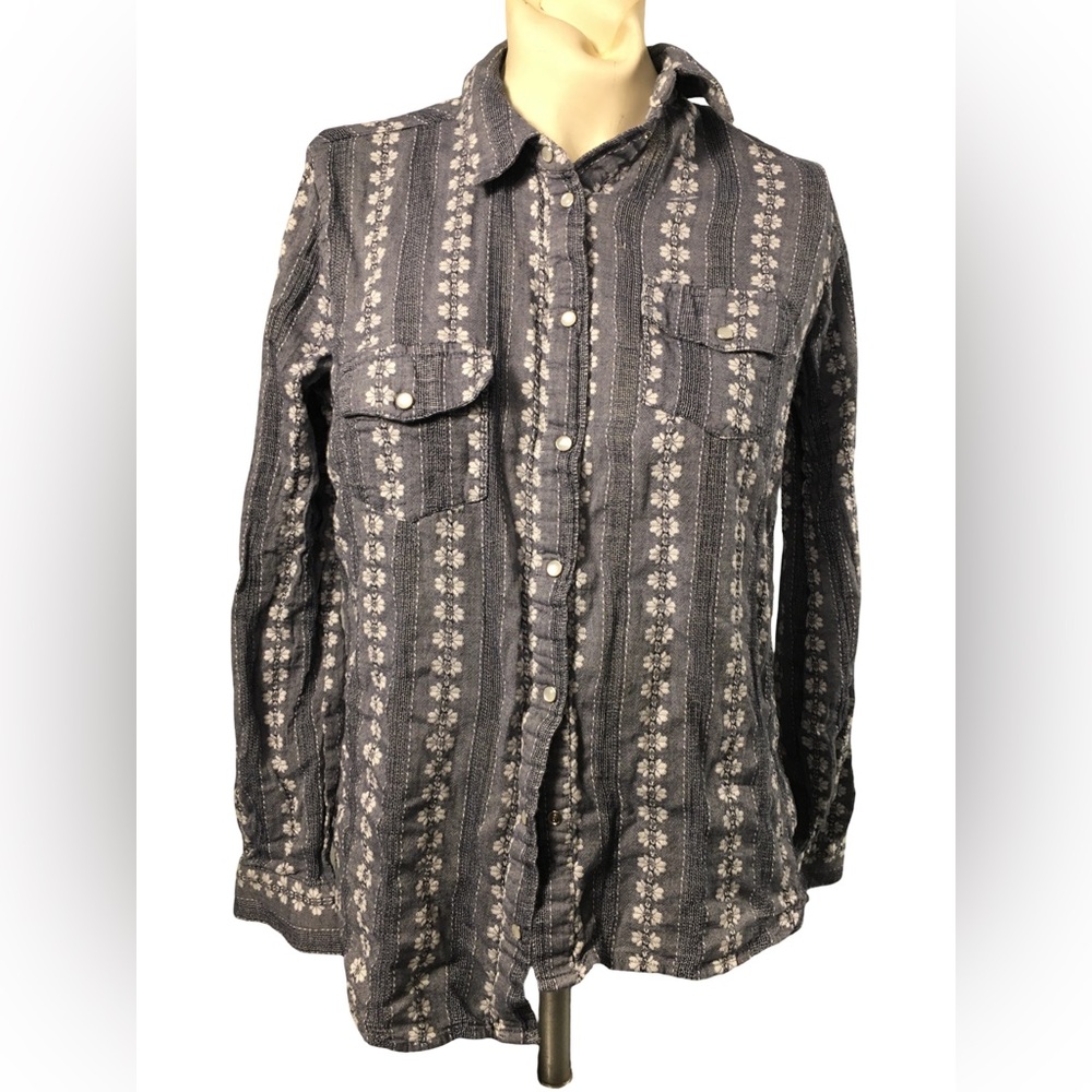Kut from the Kloth Blue Striped Textured Shirt